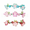3Pcs Floral Acrylic Beads Braided Bead Bracelets for Women BJEW-MZ00184-2