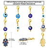 18Pcs 9 Styles Evil Eye Alloy Enamel & Handmade Lampwork Pendant Decorations HJEW-CJ00018-2