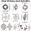 SUNNYCLUE 80Pcs 10 Styles Flower Theme Tibetan Style Alloy Connector Charms FIND-SC0007-57-2