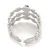 304 Stainless Steel Synthetic Malachite Cuff Rings G-Z056-05P-04-3
