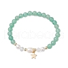 6mm Round Gemstone & Pearl Beaded Stretch Bracelets BJEW-JB10618-3
