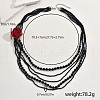 Elegant Plastic Mmulti-layer Beaded Red Flower Pendant Necklaces for Women QQ0042-5