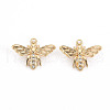 Brass Micro Pave Clear Cubic Zirconia Charms KK-S356-476-NF-1