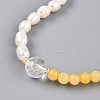 Round Natural Fresh Water Pearl & Quartz Crystal Beaded Wrap Bracelets for Women BJEW-T022-11-5