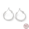 Rhodium Plated 925 Sterling Silver Hoop Earrings EJEW-K258-13P-1