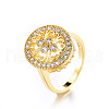 Oval Brass Micro Pave Clear Cubic Zirconia Finger Rings for Women FS-WGE5686-03-5