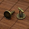 Antique Bronze Brass Cufflinks Tray Settings with Domed Clear Glass Covers Sets for Picture Cuff Button Making DIY-D0093-NF-3