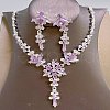 Flower Brass Rhinestone Pendant Necklaces & Stud Dangle Earrings FS-WG58BAB-09-1