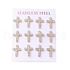 Ion Plating(IP) 304 Stainless Steel Cross Stud Earrings EJEW-C099-10RG-1