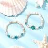 Sea Turtles and Starfish Natural Freshwater Shell Beads Bracelets BJEW-55.0-01-1