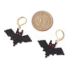 Halloween Theme Bat Handmade Glass Seed Beads Leverback Earrings EJEW-MZ00475-4