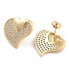 Brass Pave Cubic Zirconia Stud Earrings EJEW-U005-08G-2