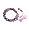 Natural Rhodonite Round Beads Stretch Bracelets BJEW-JB04174-03-1