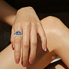 Flat Round with Tree of Life Pattern Brass with Natural Shell Finger Rings FS-WG27692-04-4