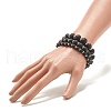 3Pcs 3 Size Natural Lava Rock Stretch Bracelets Set with Crystal Rhinestone Beads BJEW-JB08191-3