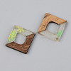 Transparent Resin & Walnut Wood Pendants RESI-S389-024A-D01-2