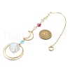 Brass Ring & Glass Round Pendant Decorations HJEW-TA00064-2