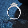 Rhodium Plated 925 Sterling Silver Flower Pave 6.5x3.9mm Moissanite Adjustable Rings for Women WG9AA84-03-2