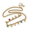 304 Stainless Steel Rhinestone Heart Tassel Twisted Chain Necklaces for Women NJEW-V010-01G-05-1