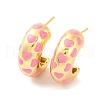 Brass & Enamel Heart Stud Earrings for Women EJEW-U015-01G-2