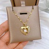 Heart Brass Micro Pave Cubic Zirconia Pendant Necklace & Stud Earring Sets FS-WG0F9B0-01-2