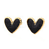 Heart 304 Stainless Steel Enamel Stud Earrings EJEW-T047-25G-A-1