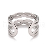 304 Stainless Steel Hollow Chunky Open Cuff Ring for Women RJEW-A005-40P-3