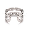 Non-Tarnish 304 Stainless Steel Hollow Chunky Open Cuff Ring for Women RJEW-A005-40P-3