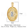 Brass Micro Pave Clear Cubic Zirconia Pendants ZIRC-OY001-05G-2