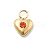 Heart 304 Stainless Steel Rhinestone Charms STAS-L283-30G-2