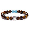 Natural Tiger Eye and Synthetic Turquoise Bead Stretch Bracelets for Women Men XZ2326-5-1