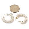 Natural Rainbow Moonstone Round Beaded Ring Stud Earrings EJEW-JE05430-01-2