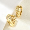 Heart Brass Micro Pave Clear Cubic Zirconia Hoop Earrings EJEW-D311-138G-3