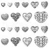 100Pcs 10 Styles Tibetan Style Carved Heart Zinc Alloy Beads TIBEB-CJ0001-18-1