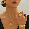 Rectangle Stainless Steel & Plastic Bracelets & Earrings & Necklaces & Rings Sets for Women GF9745-2-5