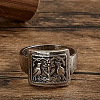 Rectangle with Bird & Flower Pattern Alloy Finger Rings FS-WGF2270-04-3
