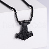 Punk Hip-hop Stainless Steel Meteor Hammer Double Dragon Pendant Vintage Necklaces KX7035-2-1