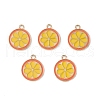 Light Gold Tone Alloy Enamel Pendants ENAM-F145-02G-02-3