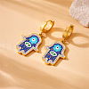 Hamsa Hand with Evil Eye Stainless Steel Enamel Pendant Necklaces & Charm Bracelets & Hoop Earrings Sets FS-WG4E92D-01-2