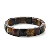 Sqaure Natural Tiger Eye Beads Stretch Bracelets for Women Men BJEW-C097-06U-4