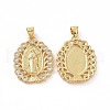 Brass Micro Pave Clear Cubic Zirconia Pendants ZIRC-F135-21G-1