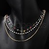 304 Stainless Steel & Colorful Natural Stone Chip & Imitation Pearl 3 Layer Necklaces for Women NJEW-Z061-07G-3