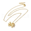 Brass Micro Pave Clear Cubic Zirconia Cable Chain Bowknot Pendant Necklaces for Women NJEW-C054-02A-G-3