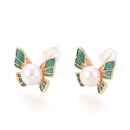 Brass Natural Pearl Stud Earrings PEAR-N020-08E-1
