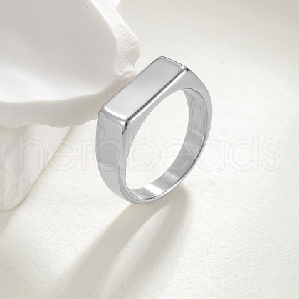 304 Stainless Steel Rectangle Finger Rings for Women RJEW-B120-01P-1