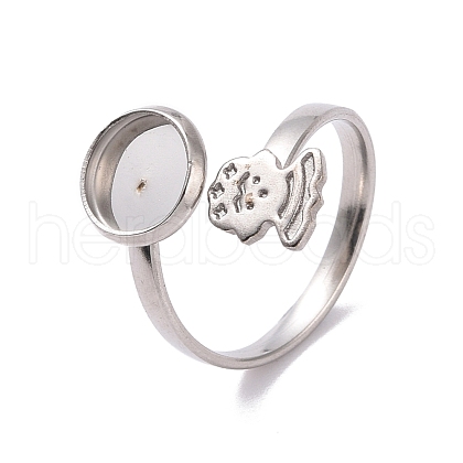 304 Stainless Steel Open Cuff Ring Findings STAS-E124-04P-1