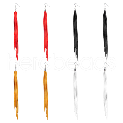 FIBLOOM 4 Pairs 4 Colors Faux Suede Tassel Earrings EJEW-FI0003-10-1