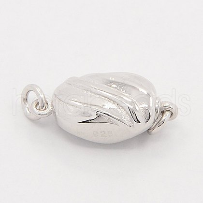 Anti-Tarnish Jewelry Necklace Clasps Rhodium Plated 925 Sterling Silver Box Clasps STER-M019-03S-1