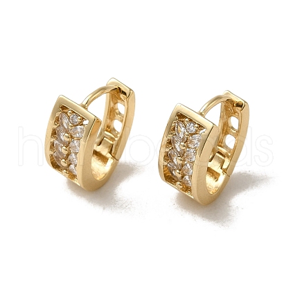 Brass Micro Pave Cubic Zirconia Hoop Earring EJEW-L271-03KCG-01-1