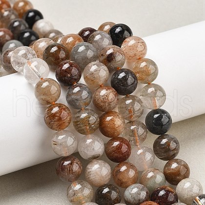 Natural Thousand Layer Lodolite Quartz Beads Strands G-M451-A01-10mm-1